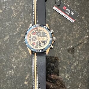 CAYON Men's Black and Gold Watch